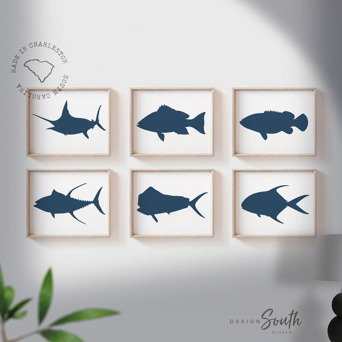 Boys blue fishing bedroom wall art, fish decor for boys, boys fishing theme, baby boy fisherman, fish nursery art boys, navy blue fish decor
