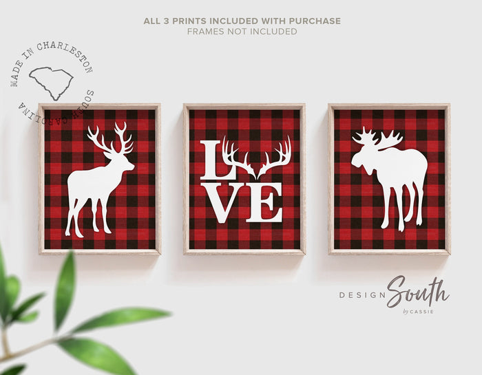 Deer decor lumberjack nursery, buffalo plaid baby, lumberjack nursery wall decor, buffalo check nursery, baby deer hunting nursery red black