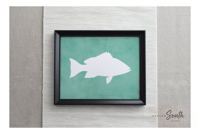 Nautical room decor, saltwater deep sea fish poster print set, fishing theme bedroom wall art, saltwater fish nursery, fish theme blue gray