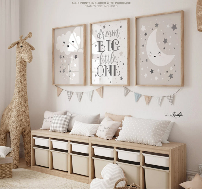 Gender neutral nursery, gray nursery art, gender neutral, star nursery decor, dream big, nursery ideas, gray star gender neutral baby shower