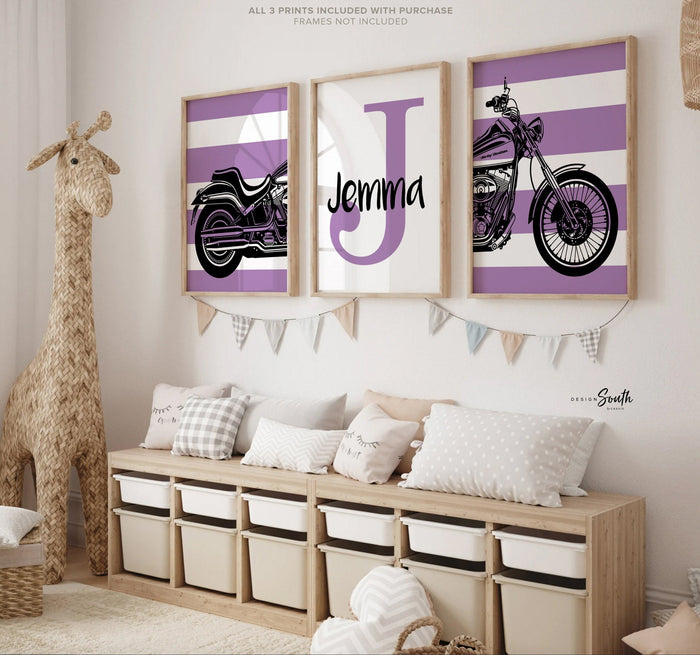 Purple softail harley davidson motorcycle nursery art, purple motorcycle gift, purple baby motorcycle, bedroom motorcycle theme bike purple