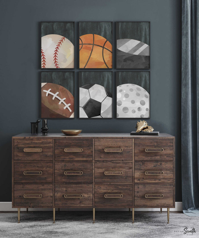 Sports Nursery Art Prints: Industrial Kids Room Decor