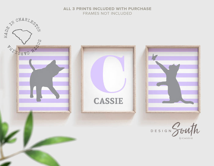 Purple kitten art, cute kitty cat, girls kitty cat decor, baby girl purple kitten, kitty nursery, kitten wall all art girls, kitty cat gift