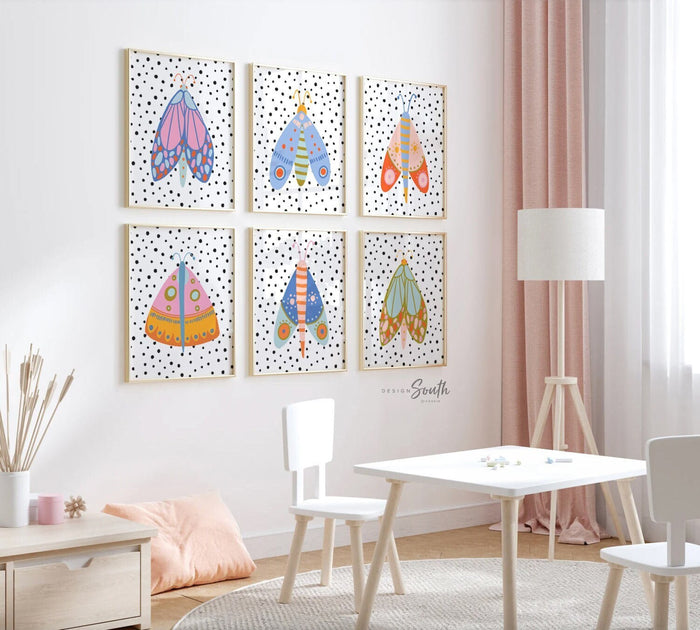 Butterfly art print set, butterfly nursery artwork, nursery print home decor wall art butterfly theme, girls bedroom wall art colorful decor