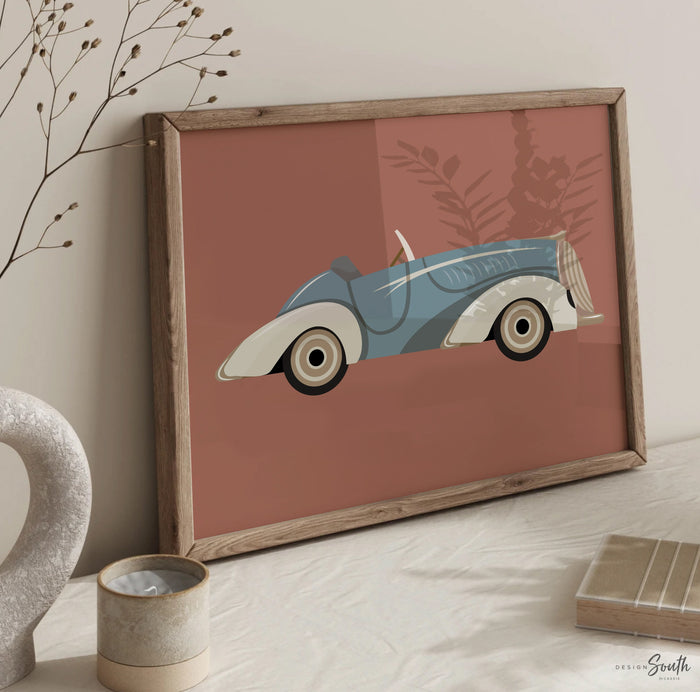 Vintage car collection, vintage car nursery, car art prints, set of 4 car prints, classic car wall art for nursery, boy bedroom car themed