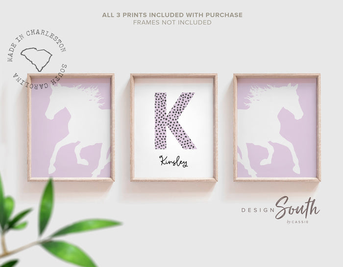 Horse girl nursery, horse girl room art, farm nursery decor, girl horse nursery theme, horse gift for girl, farm pony race girly room art