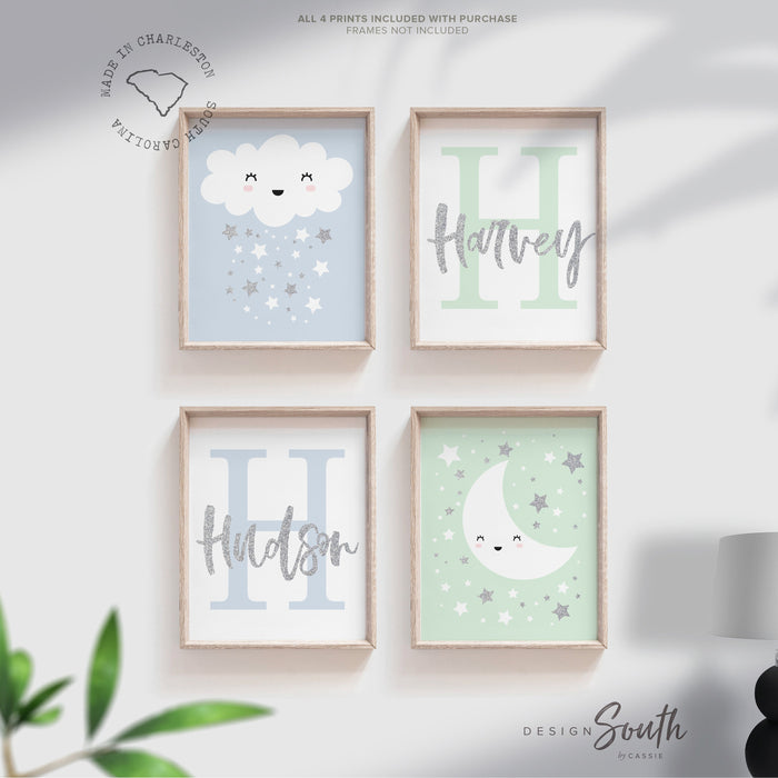 Blue gray boy twin wall art, brothers nursery art, twin baby art, art for twins, wall decor siblings brothers, twin name nursery boy room