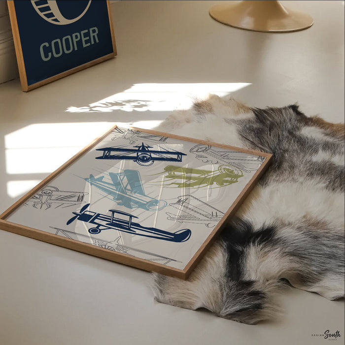 Travel aviation theme, kid airplane art, airplane boy gift, aviation theme, boys airplane wall art prints, airplane nursery art, blue green