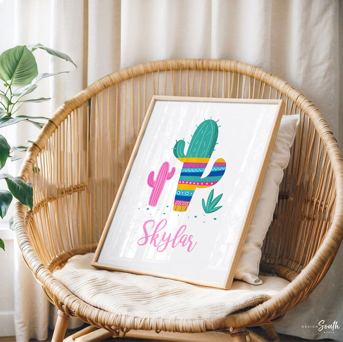 Llama nursery art, alpaca baby girl nursery decor, boho nursery art print, coral mint nursery, gift idea for girl, cactus boho nursery print