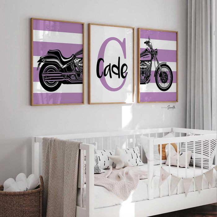 Purple softail harley davidson motorcycle nursery art, purple motorcycle gift, purple baby motorcycle, bedroom motorcycle theme bike purple