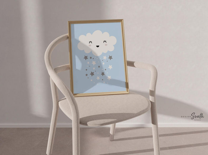 Moon and stars nursery, baby boy nursery art, star nursery, moon nursery, baby boy star decor, baby blue and mint art, boys mint nursery art