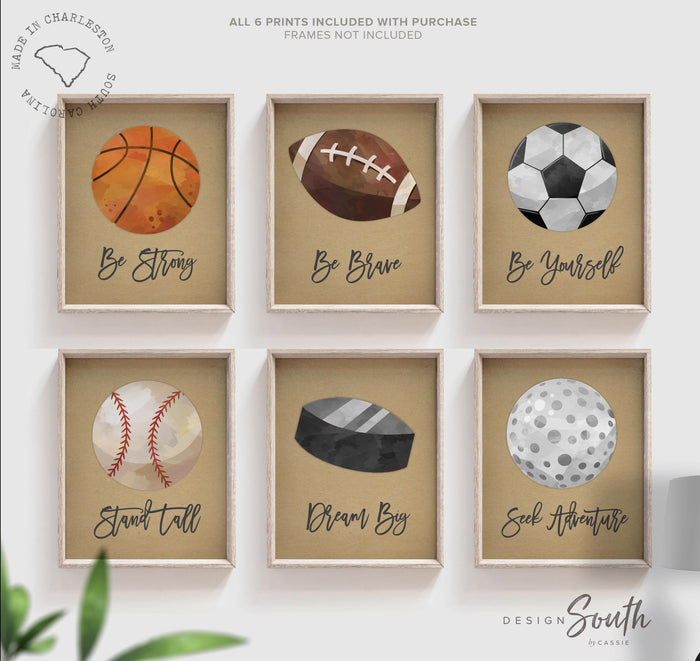 Sports wall art prints for kids, boys nursery decor sports theme, baby shower sports gift boy, sports collection wall pictures boys bedroom