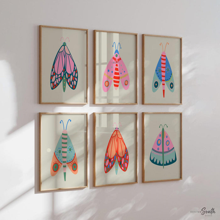Retro nursery wall art set, colorful terrazzo pattern prints, unisex kids room decor, vibrant modern baby artwork, fun quirky wall set