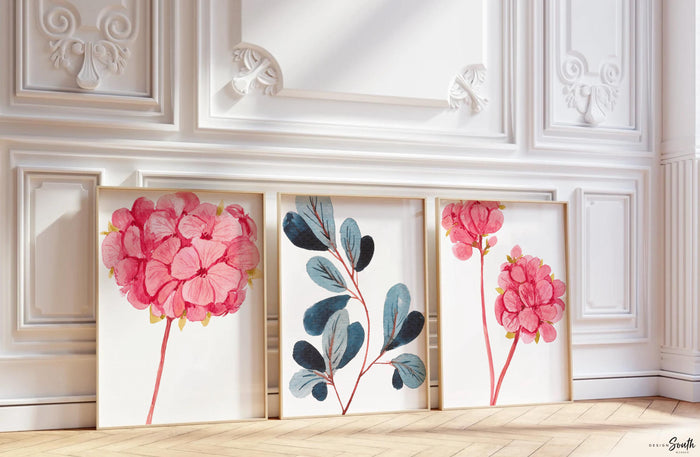 Home decor wall art, adult bathroom, guest bathroom, botanical watercolor wall art prints, bathroom wall decor, floral bathroom, flower art