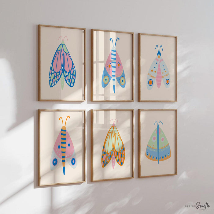 Pastel Butterfly Wall Art Set of 6 — Girls' Nursery Prints
