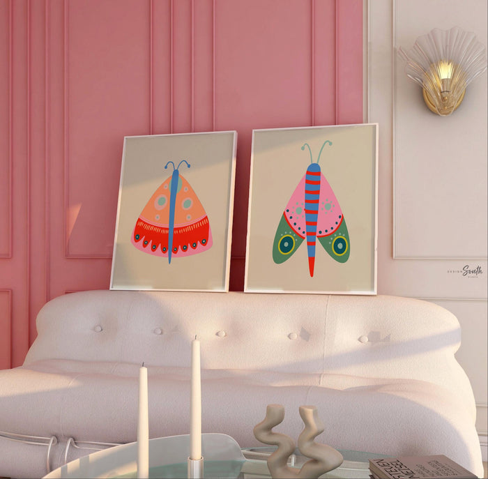 Butterfly wall art set, butterfly nursery prints, girls room decor, colorful butterfly artwork for nursery or bedroom, whimsical wall art
