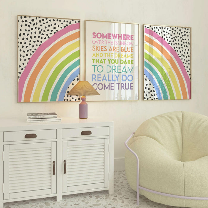 Somewhere over the rainbow art print, rainbow print wall art, kids quotes, crib sign, rainbow nursery, rainbow nursery or girl bedroom decor