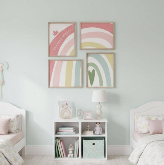 Pastel Rainbow Nursery Art Prints: Personalized Baby Girl Decor