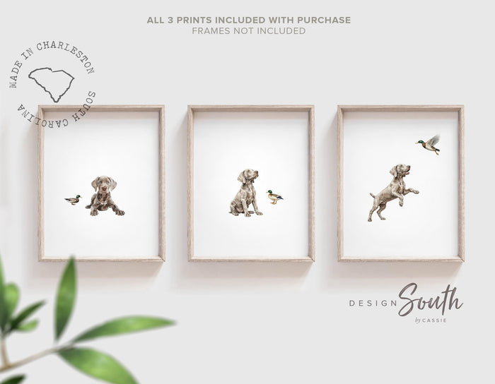 Weimaraner Puppy & Duck Hunting Wall Art: Weim Bird Dog Boys Room Decor