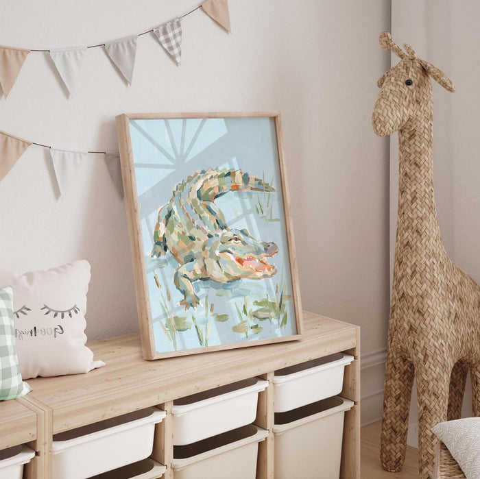 Otter Alligator Trout Nursery Wall Art Set of 3, Southern Marsh Wildlife Decor, Baby Boy Nursery Prints, River Animals
