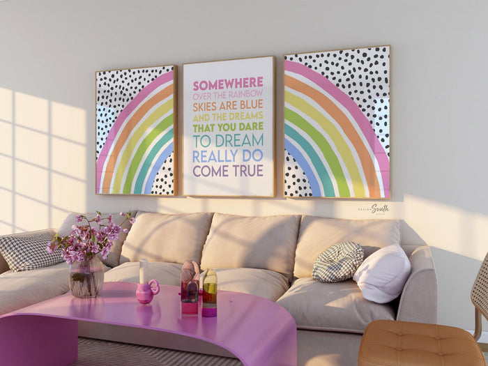 Somewhere over the rainbow art print, rainbow print wall art, kids quotes, crib sign, rainbow nursery, rainbow nursery or girl bedroom decor