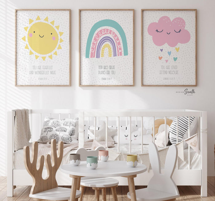 Christian nursery wall decor, bible verse wall art, nursery bible wall art, church nursery room decor, christian nursery or bedroom wall art