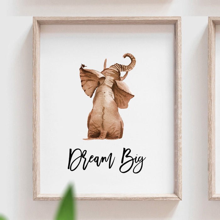Animal nursery wall art, boys bedroom animals, set of animal art prints, baby animal art for nursery or bedroom, brave strong dream big boys