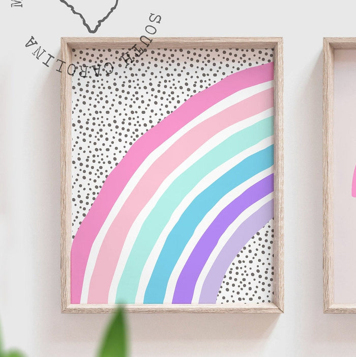 Girls nursery decor, personalized girls name nursery decor, pink purple and aqua nursery, girl monogram print, monogram decor, girls rainbow