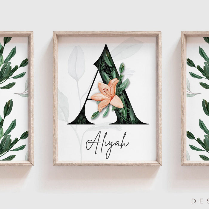 Botanical nursery art prints, modern floral art, girls floral nursery art, botanical watercolor, girls tropical nursery, botanical wall art