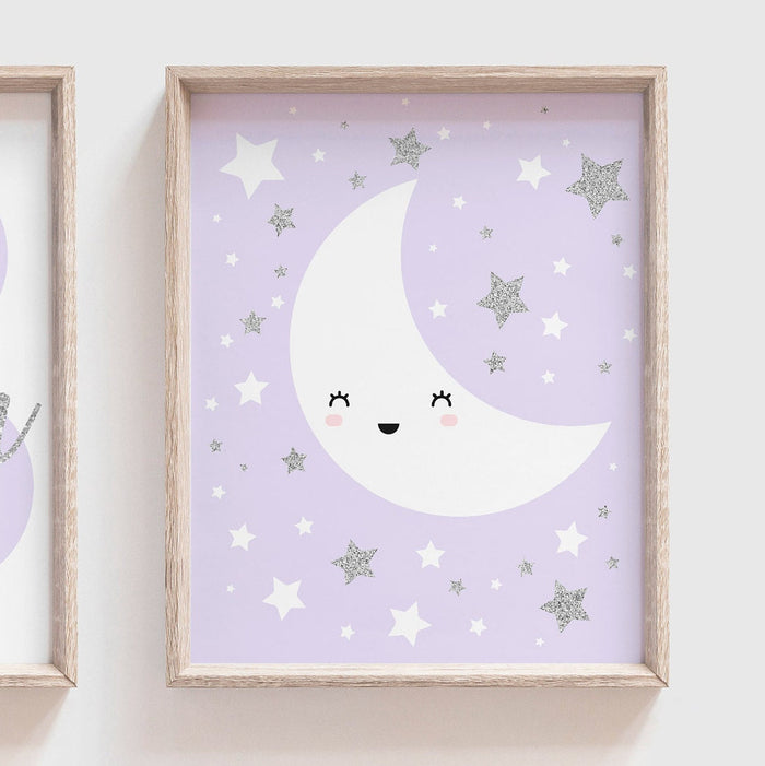 Baby girl nursery purple and gray, purple nursery art, girls nursery wall decor lilac purple, baby girl wall art sparkle, purple sparkle art