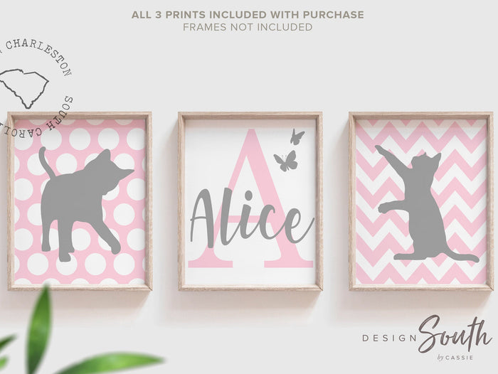 Pink kitten art, cute kitty cat, girls kitty cat decor, baby girl pink kitten, kitty nursery, kitten wall all art for girls, kitty cat gift