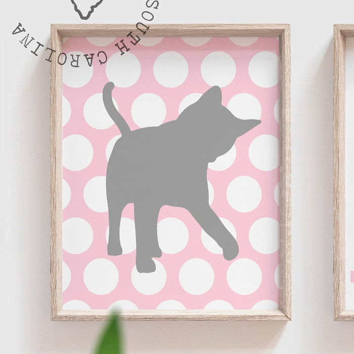 Pink kitten art, cute kitty cat, girls kitty cat decor, baby girl pink kitten, kitty nursery, kitten wall all art for girls, kitty cat gift