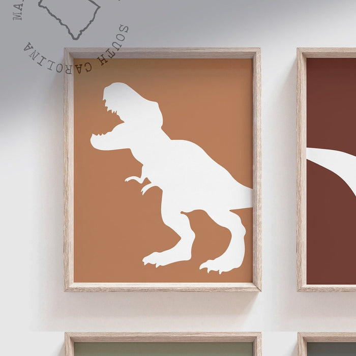 Boho dinosaur art, gender neutral dinosaur, contemporary boho dinosaur wall art, dinosaur posters, dinosaur themed bedroom muted boho colors