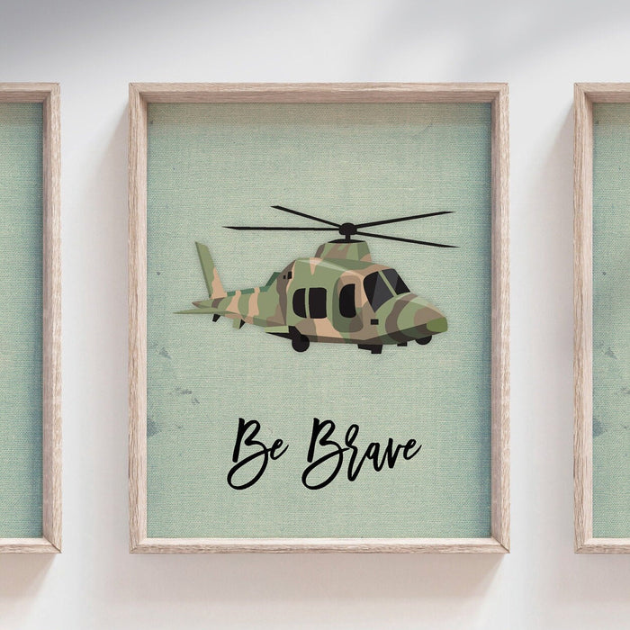 Green army vehicles boys wall art, soldier military tank truck helicopter, boy bedroom wall art print decor army marine troop, playroom army