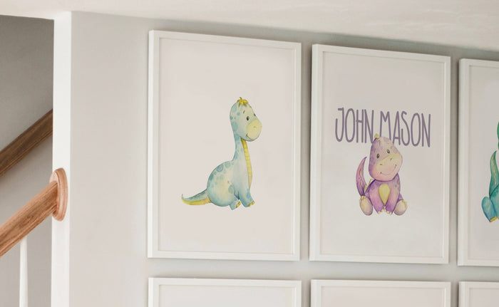 Personalized baby boy dinosaur, dinosaur nursery art, baby boy dinosaur themed, boys name sign dinosaur themed, wall art boys room dinosaurs