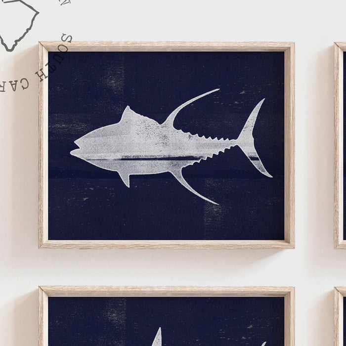 Offshore fish navy blue, offshore fishing, boys saltwater fish art, marlin nursery, boys fishing theme, fish nursery art, marlin fish decor