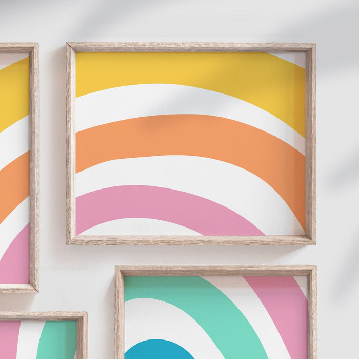 Girl rainbow posters, rainbow wall art for girl bedroom, decor for girl room, kids room wall, rainbow wall decorations, sunshine nursery art