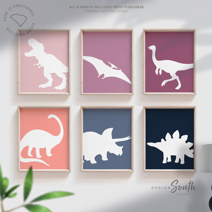 Little girl room dinosaurs, girl dinosaur art, pink blue purple dinosaurs, decor toddler wall girl boho dinosaurs, girl's art print dinosaur