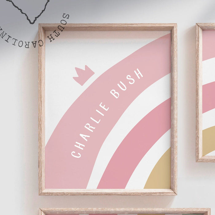Girl nursery ideas, baby pink modern nursery, stylish nursery idea, wall art nursery room inspiration, pink rainbow girl gift, blush nursery