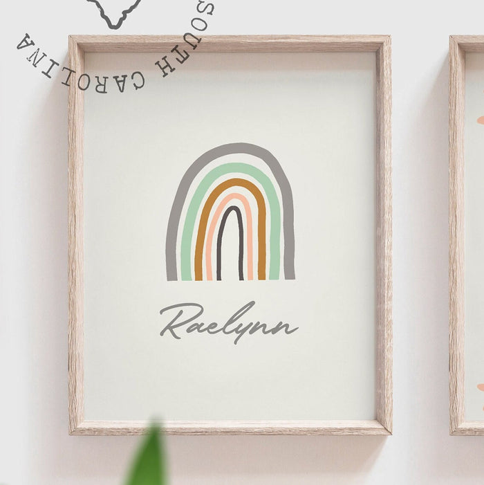 Pink and gray nursery decor, girls gray pink rainbow decor, soft nursery decor, flower theme, darling you are magic, baby girl nursery gift