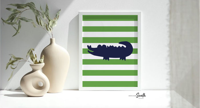 Little boy bathroom decor, gator bathroom, navy blue and green alligator bathroom, boys bathroom decor, wash brush floss flush, alligators