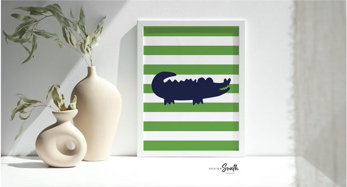 Bathroom decor, alligator bathroom decor, children's bathroom decor, boy girl bathroom, pink, navy blue, green, wash, brush, floss, flush
