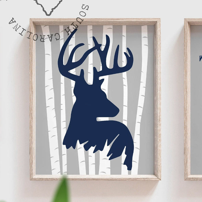 Deer nursery decor, boys nursery decor, ducks and trucks and eight point bucks, deer theme, deer nursery, eight point bucks, navy and gray