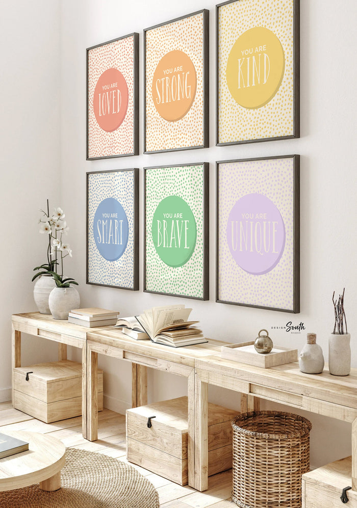 Modern kid art, children's wall art gender neutral, kids playroom decor ideas, neutral wall art for children, kid room prints, set 6 posters
