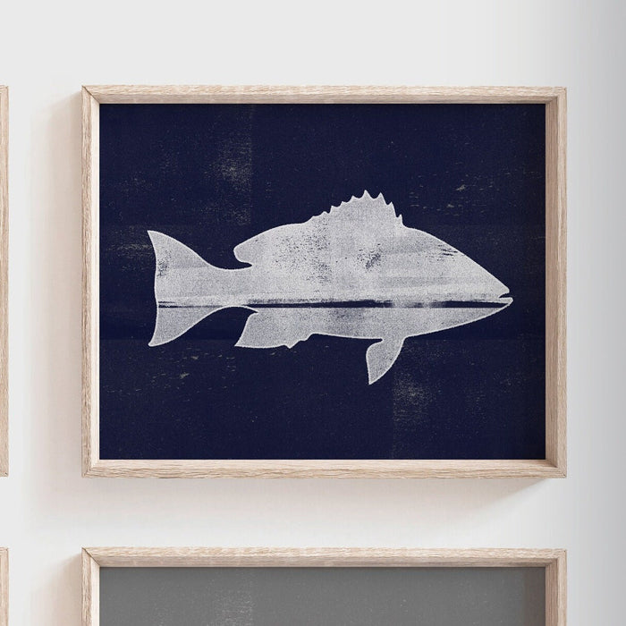Fish navy blue gray, offshore fishing art, boys saltwater fish art, marlin nursery, boys fishing theme, fish nursery art, marlin fish decor