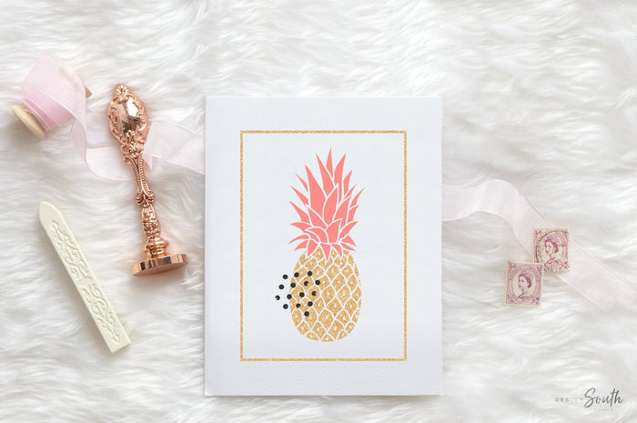 Coral flamingo girl art, flamingo gift for girl, tropical nursery theme decor, coral gold nursery art, flamingo pineapple art print set of 3