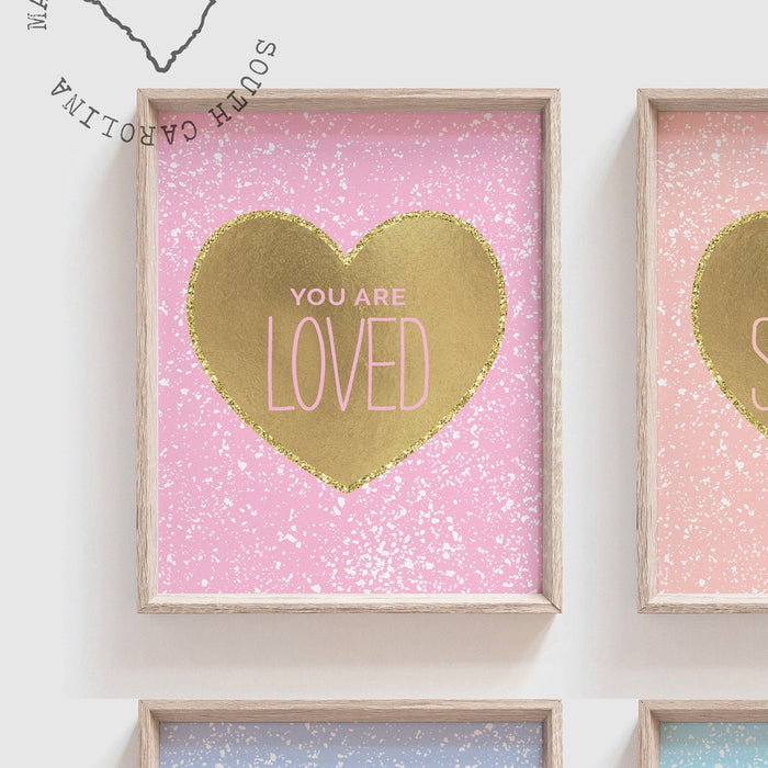 Inspirational wall art, motivational wall decor, affirmation prints, you are smart, brave, kind, loved, strong, unique, print collection kid