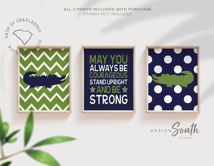 Alligator nursery decor, gator nursery decor for boys, navy blue and green nursery, quote for boys, boys nursery quote, chevron pattern, art