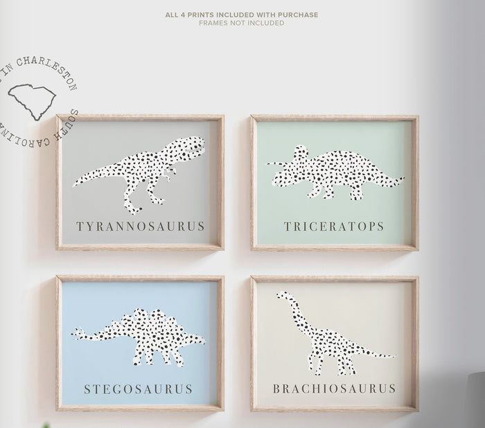 Baby blue gray dinosaur nursery wall art decor, modern boys dinosaur decor, contemporary boys dinosaur theme room, gift for boy dinosaur art