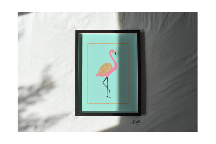 Teal pink and gold art, teal nursery prints, teal flamingo decor, pink teal and gold girls decor, pink aqua flamingo nursery personalized